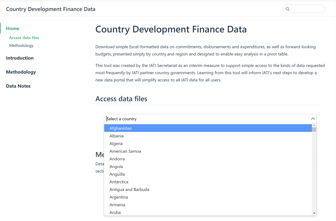 Country Development Finance Data